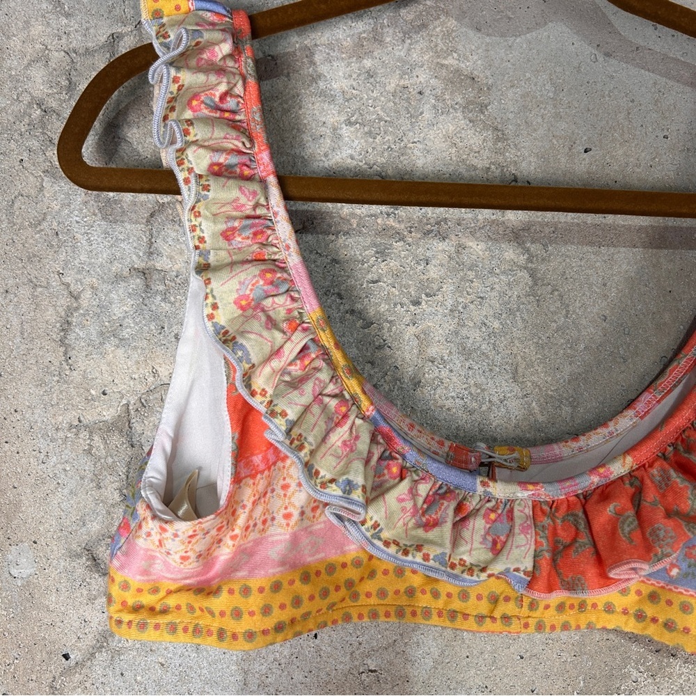 Free people coral lavender yellow floral patchwork midi skirt bralette set large - Picture 10 of 13